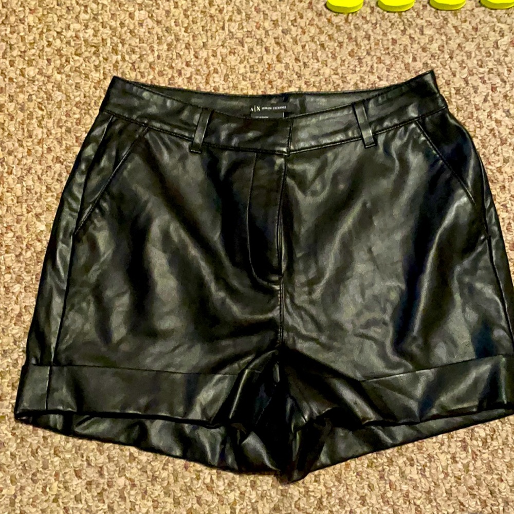 Armani Exchange faux leather shorts